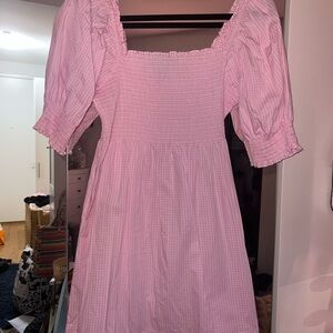 Hill House Pink Gingham puff Sleeve Dress